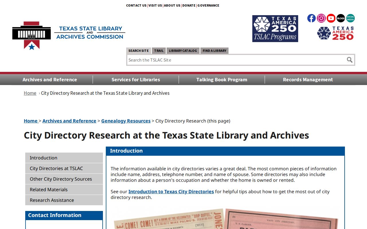 Texas City previous residents reference for city directory research guidance