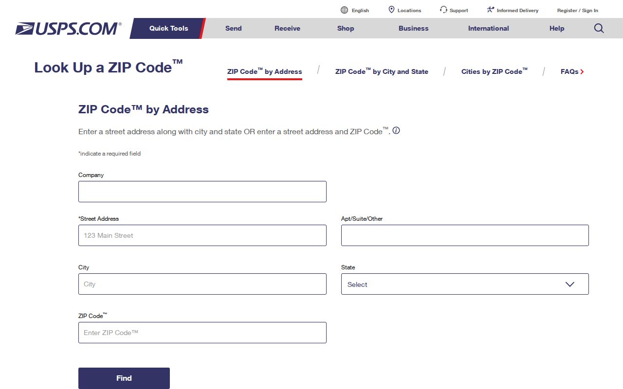 Texas City ZIP code directory USPS address lookup form